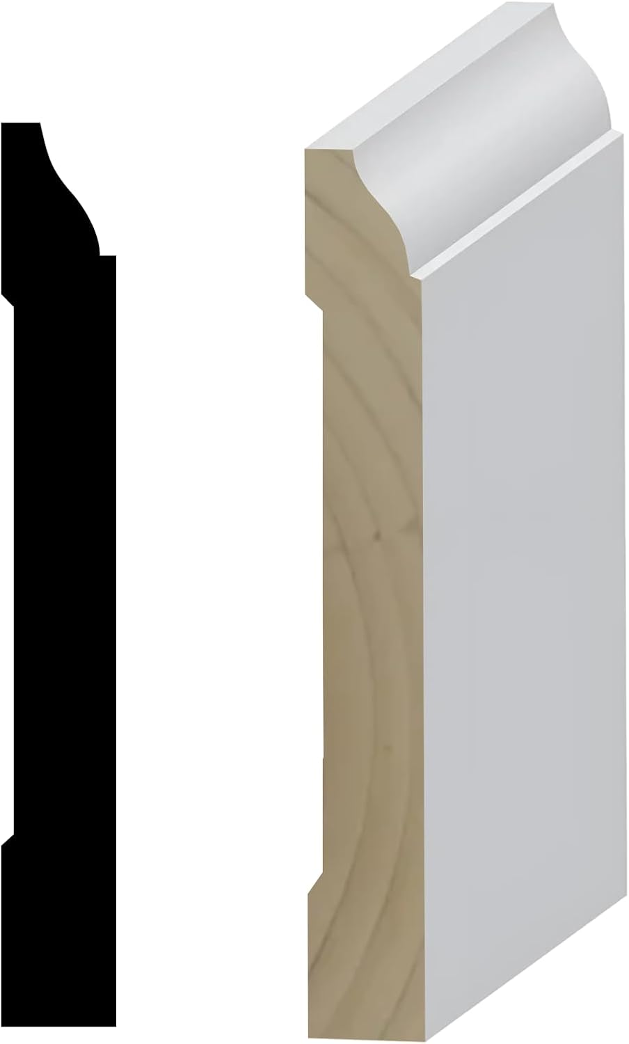 620 9/16 in. D x 4-1/4 in. W x 96 in. L Primed Finger-Joined Pine Wood Baseboard Molding