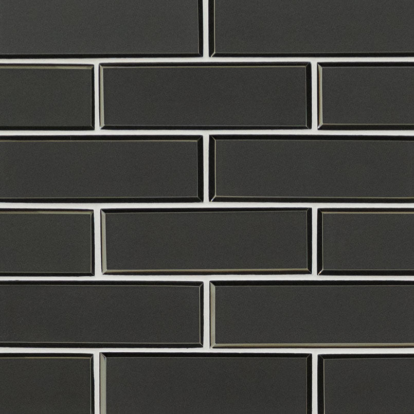 Metallic Gray Bevel Subway Tile 2X6